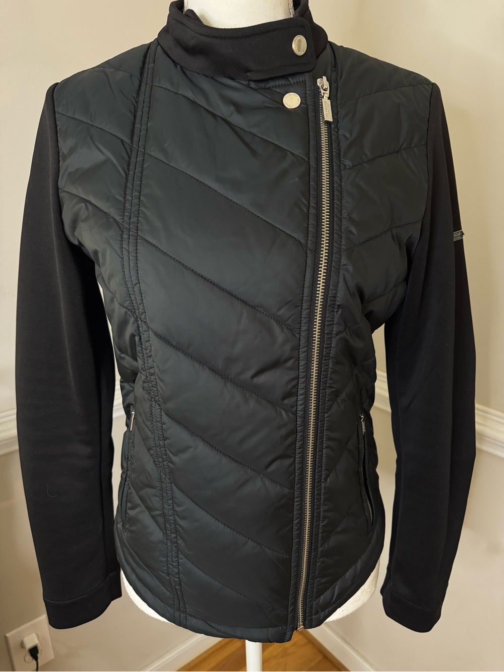 Barbour International Women's Dunnet Quilted Front Zip Sweatshirt Jacket Size 6 - Picture 3 of 8